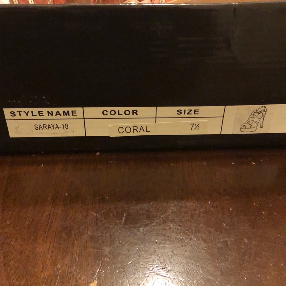 Coral platform heels.